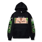 economico Grafica di personaggi di cartoni animati e film-One Piece Roronoa Zoro Felpa con cappuccio Anime Cartone animato Manga Tasca frontale Grafica Per Da coppia Per uomo Per donna Per adulto Stampa a caldo