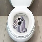 olcso Halloween fürdő-WC-matricák vicces dekorációk ijesztő WC-takaró dekoráció 3d horror minta barkácsolás fürdőszoba lakberendezés