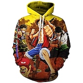 economico Grafica di personaggi di cartoni animati e film-One Piece Pellicola: rosso Monkey D.Rufy Felpa con cappuccio Cartone animato Manga Manga 3D Tasca frontale Grafica Per Da coppia Per uomo Per donna Per adulto Stampa 3D