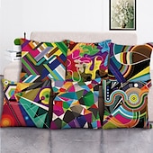 billige abstrakt stil-geometrisk abstrakt putetrekk 6 stk mykt dekorativt firkantet putetrekk putetrekk for soverom stue sofa sofa stol overlegen kvalitet maskinvaskbar