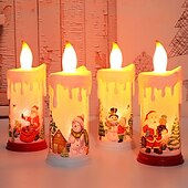 economico Luci regalo di Natale-Candela di Natale Senza Fiamma LED Candele a Colonna Lampade per Natale con Decalcomania di Babbo Natale per Decorazioni di Natale a Casa.