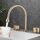 economico Multiforo-rubinetto lavabo bagno - girevole / classico rubinetti vasca da bagno a due manici e tre fori diffusi elettroplaccati