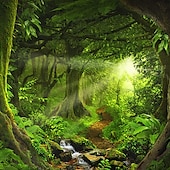 preiswerte Landschaftsteppich-Landschaft groß Wandteppich Baum Höhle Natur Wandteppich Wandbehang nebliger Baum Wandteppich Dschungel Bach Wandteppich Sonnenschein durch Baum für Schlafzimmer Wohnzimmer Wandtuch XXL Natur