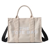 abordables Cabas et fourre-tout-Sac fourre-tout en toile pour femme avec fermeture éclair – sac à bandoulière minimaliste pour l&#039;école, le travail et les déplacements quotidiens