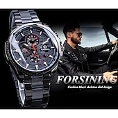cheap Mechanical Watches-Forsining Men Mechanical Watch Top Brand Luxury Military Sport Wristwatch Three Dials Calendar Luminous Automatic Self-winding Waterproof Mechanical Stainless Steel Watch Male Clock
