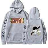 cheap Cartoon &amp; Movie Character Graphic-One Piece Roronoa Zoro Hoodie Anime Cartoon Anime Front Pocket Graphic For Couple&#039;s Men&#039;s Women&#039;s Adults&#039; Hot Stamping