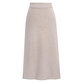 abordables Jupes unies-Femme Jupe Crochet Jupes de travail Mode basique Décontractées Midi Jupes Couleur Pleine Fendu Tricot Bureau / Carrière Plein Air caramel Noir Vin Kaki Automne Laineux