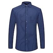 cheap Men's  Overshirts-Men's Dress Shirt Striped Shirt Collared Shirt Button Up Shirt Striped Wedding Casual Black and Red Navy Blue Purple Light Blue Long Sleeve Classic Collar Fall &amp; Winter Clothing Apparel