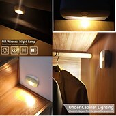 cheap Sensor Night Lights-2/6 pcs LED Motion Sensor Light Battery Operated Wireless Wall Lamp Night Light No Glare Corridor Closet LED Cabinet Door Light