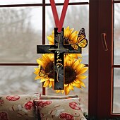 billiga Hängen och dekor till bilen-korsvinge gud tro ros rosig fjäril kristen minnesmärke jesus bil backspegel tillbehör julgran prydnad dekoration hängande charm interiör bakre hänge dekor gåva