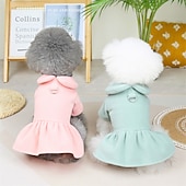 preiswerte Hundebekleidung &amp; Zubehör-Hunde Katzen Kleider Einfarbig nette Art Süß Alltagskleidung Casual Winter Hundekleidung Welpenkleidung Hunde-Outfits Weich Grün Purpur Rosa Kostüm für Mädchen und Jungen Hund Baumwolle S M L XL 2XL