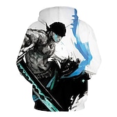 abordables Graphique de personnage de dessin animé et de film-One Piece Pellicule : Rouge Roronoa Zoro Sweat à capuche Dessin Animé Manga Animé 3D Poche avant Art graphique Pour Couple Homme Femme Adulte Impression 3D