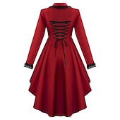 baratos Tops-Retro Vintage Punk e gótico Medieval Casaco Casaco impermeável Casacos Drogador da praga Tamanhos Grandes Côr Sólida Fantasia Mulheres Dia Das Bruxas Carnaval Baile de Máscaras Festa dia das Bruxas