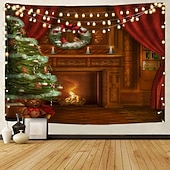 billige hengende juleteppe-julepynt julenissen juletre feriefest jul stor veggteppe kunst dekor foto bakgrunn bakteppe teppe hengende hjem soverom stue peis strømpe gave polyester