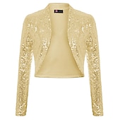 billige bryllup gjesteomslag-Kvinne Wrap Bolero Kåper  Jakker Funkler  Skinner Lange Ermer Paljetterte Bryllup Gjest Wraps Med Glitter Bryllup Alle Årstider Kjole Å Imponere