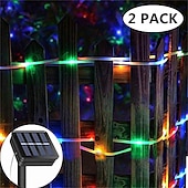 levne LED pásky-solární provazová světla venkovní 2 balení led pohádková řetězová světla 20/12/7m 200/100/50 led zahradní dekorace el 5mm solární panel 2ks teplé bílé studené bílé rgb sváteční světla venkovní párty dovolená solární napájení