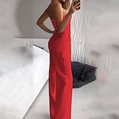 Χαμηλού Κόστους φορμάκια για πάρτι-Γυναικεία Κανονικό Φόρμες Κομψό Συμπαγές Χρώμα Αμάνικο Στράπλες Ψηλή Μέση Γάμου Δρόμος Κανονικό Λευκό Ρουμπίνι Φθινόπωρο