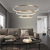 cheap Circle Design-3-Light LED Pendant Light 80/60/40cm Circle Matte Brushed Design Gold Aluminum Painted Finishes Modern Dining Living Room Lights ONLY DIMMABLE WITH REMOTE CONTROL
