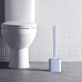 levne WC štětka-sada silikonového WC kartáče a držáku, revoluční flex WC kartáč, hloubkový čistič koupelnového WC kartáče a rychleschnoucího držáku, protiskluzová dlouhá plastová rukojeť
