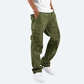 cheap Cargo Pants-Men&#039;s Cargo Pants Cargo Trousers Trousers Drawstring Elastic Waist Multi Pocket Plain Comfort Breathable Casual Daily Fashion Streetwear Black Light Green