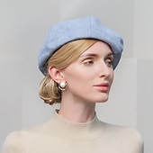 olcso Partikalapok-Kalap Gyapjú Svájcisapka Fedora kalap Előírásos Esküvő Hölgyek napja Elegáns Szüret Nő Val vel Csokor Sisak Fejfedők