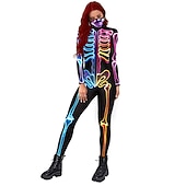 cheap Zentai Suits-Zentai Suits Catsuit Skin Suit Skeleton / Skull Adults' Cosplay Costumes Cosplay Scary Costume Women's Ghost Devil Carnival Masquerade