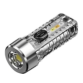 abordables Linternas-Mini linterna llavero recargable por USB con luces laterales multicolores - 7 modos de iluminación para camping y emergencias