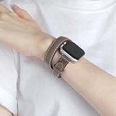 رخيصةأون عصابات Apple Watch-جولة مزدوجة متوافق مع Apple Watchband 38 مم 40 مم 41 مم 42 مم 44 مم 45 مم 49 مم مشبك معدني قابل للتعديل جلد اصطناعي استبدال حزام الساعة إلى iwatch Ultra 2 Series 9 8 7 SE 6 5 4 3 2 1
