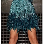 levne Šaty-Retro Řvoucí 20s 20. léta 20. století Bubenové šaty Šaty Sukně Velký Gatsby Charleston Svatební host Peří Dámské předvečer Všech svatých Karneval Plesová maškaráda Svatební Svatební host Večírek