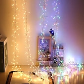 preiswerte Batterie-Lichterketten-elegante Lichterkette mit 5 m 200 LEDs und Feuerwerkskörpern für Hochzeitsfeiern, 2 m 100 LEDs in Kupfer, wasserdichte Lichterkette mit Sternenhimmel für Schlafzimmer, Kranzdeko