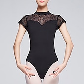 cheap Ballet Dancewear-Breathable Ballet Leotard / Onesie Lace Solid Women&#039;s Training Performance Short Sleeve High Nylon
