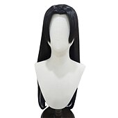 cheap Anime Wigs-One Piece Boa Hancock Cosplay Wig With Earring 100cm Long Black Anime Heat Resistant Synthetic Hair Wigs