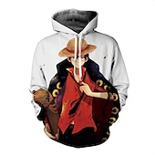 economico Grafica di personaggi di cartoni animati e film-One Piece Pellicola: rosso Monkey D.Rufy Felpa con cappuccio Cartone animato Manga Manga 3D Tasca frontale Grafica Per Da coppia Per uomo Per donna Per adulto Stampa 3D