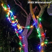 levne LED pásky-solární provazová světla venkovní 2 balení led pohádková řetězová světla 20/12/7m 200/100/50 led zahradní dekorace el 5mm solární panel 2ks teplé bílé studené bílé rgb sváteční světla venkovní párty dovolená solární napájení