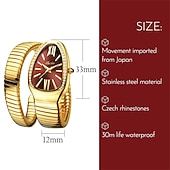 halpa Kvartsikellot-MISSFOX naisten kellot käärmesimuodossa ylellinen rannekello Valentine's Day -lahja naisille teräksinen ainutlaatuinen kulta kvartsinaisten kello