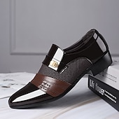 billiga Slip-ons och loafers till herrar-herrskor i läder med präglade krokodilmönster och svarta accenter för högtidliga och affärskläder