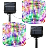 levne LED pásky-solární provazová světla venkovní 2 balení led pohádková řetězová světla 20/12/7m 200/100/50 led zahradní dekorace el 5mm solární panel 2ks teplé bílé studené bílé rgb sváteční světla venkovní párty dovolená solární napájení