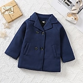voordelige Bovenkleding-Jongens 3D Effen Wollen jas Lange mouw Herfst Winter Actief Basic Kinderen 2-6 jaar Dagelijks Normale pasvorm
