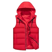cheap Men&#039;s Vest-Men&#039;s Puffer Vest Thermal Warm Breathable Lightweight Winter Autumn / Fall Solid Color Black White Red Blue Puffer Jacket
