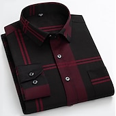 preiswerte Businesshemden für Herren-Herren Oberhemd Bügelfreies Hemd Kragenhemd Knopfhemd Schottenstoff Hochzeit Outdoor Rote Blau Grau Langarm Umlegekragen Sommer Frühling Bekleidung Button-Down