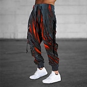お買い得  スウェットパンツ-男性用 スウェットパンツ ジョガー ズボン ドローストリング 弾性ウエスト リボン グラフィック 履き心地よい 高通気性 スポーツ・アウトドア カジュアル 日常 コットン混 テリー ストリートファッション デザイナー ルビーレッド ブルー マイクロエラスティック