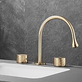 economico Multiforo-rubinetto lavabo bagno - girevole / classico rubinetti vasca da bagno a due manici e tre fori diffusi elettroplaccati