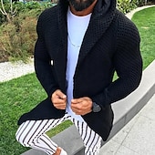 economico Maglioni Cardigan da uomo-Per uomo Felpa Cardigan Maglione A coste Maglia Corto Lavorato a maglia Con cappuccio Per uscire Fine settimana Abbigliamento Autunno Inverno Bianco Verde militare S M L