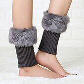 cheap Home Socks-Autumn and Winter Short Style Cuffed Plush Insulation Socks and Boots Cover for Women&#039;s Knitted Wool Leg Protectors