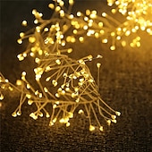 preiswerte Batterie-Lichterketten-elegante Lichterkette mit 5 m 200 LEDs und Feuerwerkskörpern für Hochzeitsfeiern, 2 m 100 LEDs in Kupfer, wasserdichte Lichterkette mit Sternenhimmel für Schlafzimmer, Kranzdeko