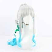 abordables Perruques d&amp;#39;anime-perruque synthétique yamato une pièce bouclé avec frange perruque fabriquée à la machine long a1 cheveux synthétiques femme doux facile à transporter mode vert gris multicolore / usage quotidien /