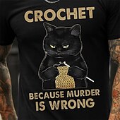 cheap Men&#039;s Graphic T Shirt-Men&#039;s Cat T Shirt Casual Style 100% Cotton Short Sleeve Graphic Shirt Black Comfortable Tee Outdoor Street Fashion Designer Clothing