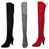 tanie Buty modowe-Damskie Botki Buty świąteczne Buty szamszowe Rozmiar plus Impreza Święta Codzienny Obuwie ponad kolano Wysokie buty w kroczu Zima Sznurowane Masywny obcas Nasek w szpic Seksowny Słodkie Zamsz Mokasyny