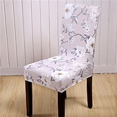 abordables Couverture de chaise de salle à manger-Housse de chaise de salle à manger géométrique 1 pièce, housse de siège extensible, housse de protection de chaise pour salle à manger, mariage, décoration de Noël