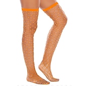 economico Biancheria intima-collant a rete da donna con strass e tacchi alti rossi, performance, lusso, seducente, dichiarazione di moda, calze e calzature